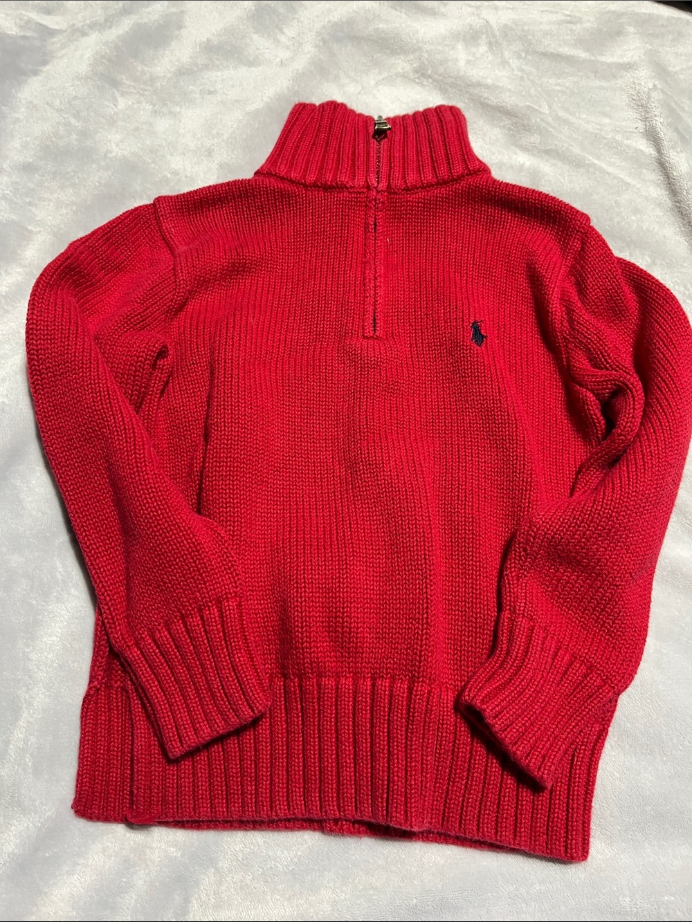 Polo by Ralph Lauren Men's Bright Red Half-Zip Ribbed Mock Neck Sweater